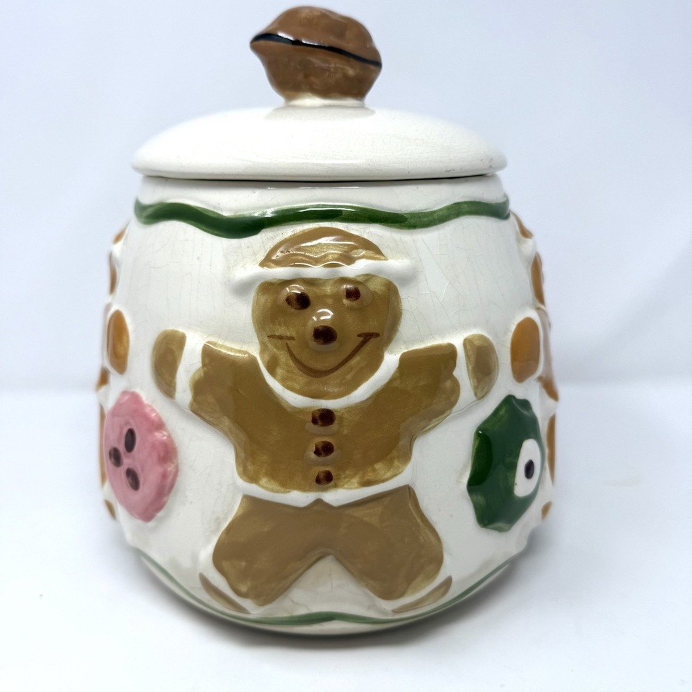 VINTAGE‎ LOS ANGELES POTTERY GINGERBREAD COOKIES ALL OVER COOKIE JAR